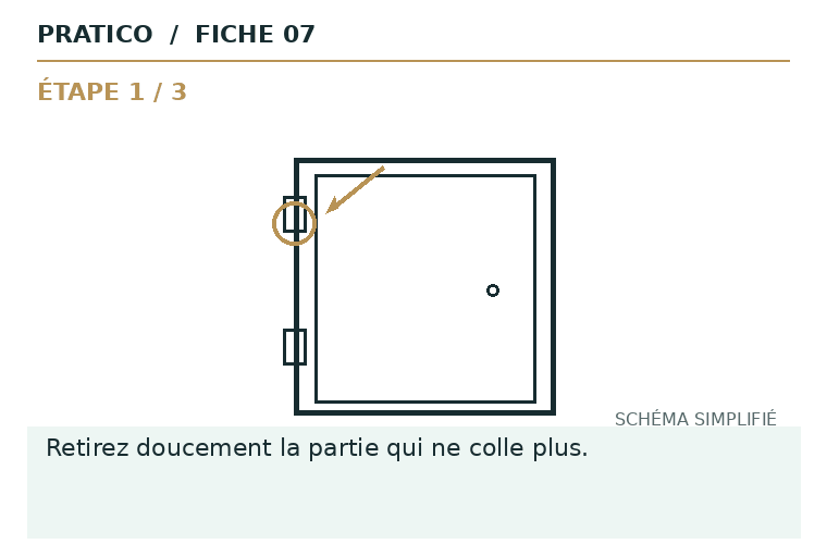 Schéma animé des gestes et du point d’arrêt pour Coupe-froid décollé
