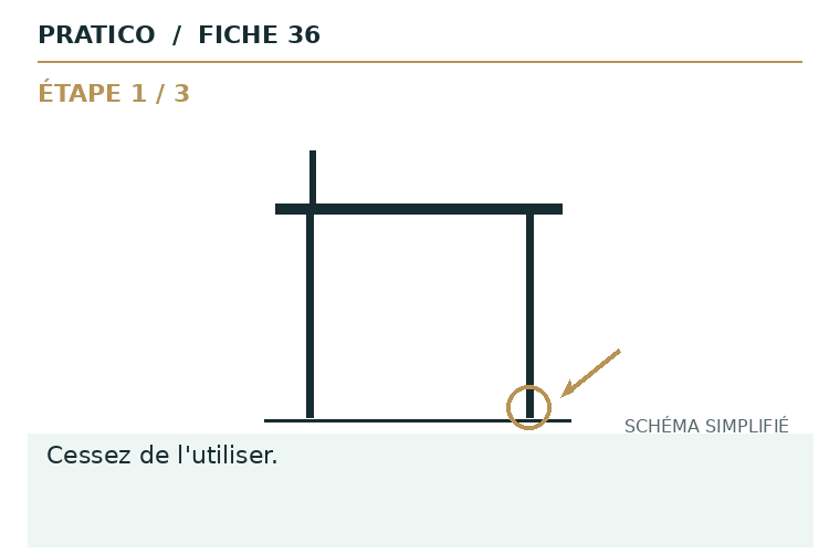 Schéma animé des gestes et du point d’arrêt pour Chaise dont les vis se desserrent